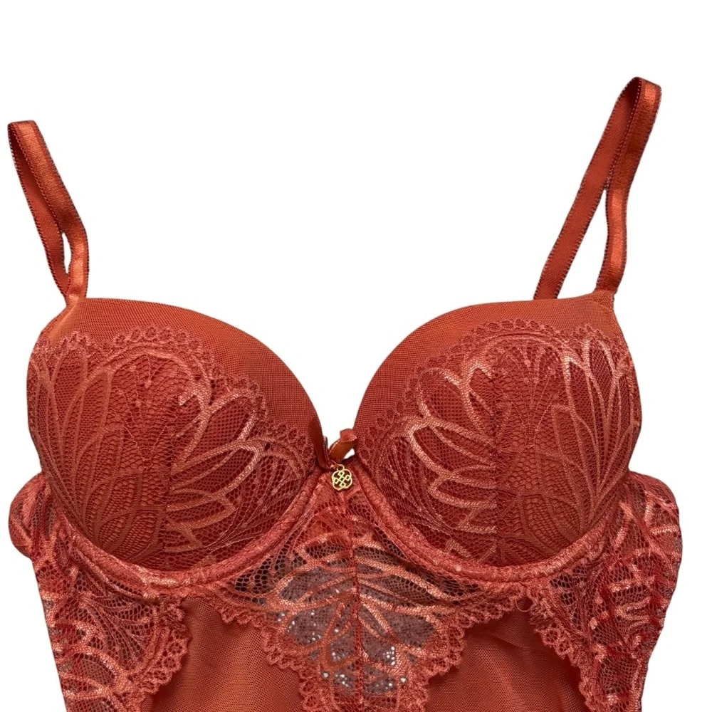 Daisy Fuentes Copper Lace Bodysuit Teddy Med
